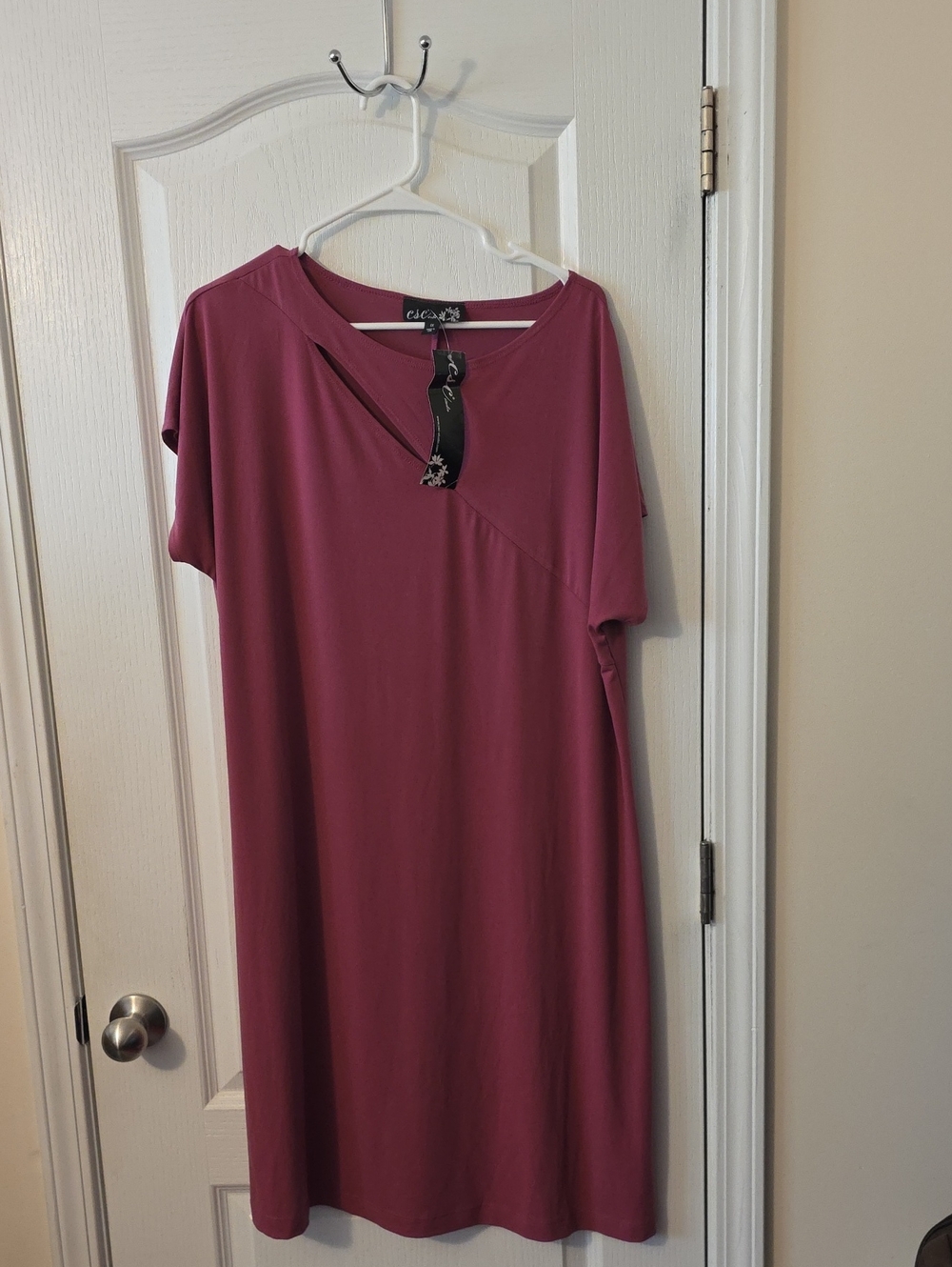 CSC Studio Women's Mauve Shift Dress with Asymmetric Neck Detail